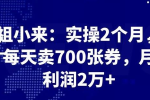 最新赚钱项目：实操 2 个月，每天卖 700 张券，月利润 2 万+