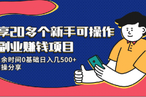 20多个新手可操作的副业赚钱项目：业余时间0基础日入几500+实操分享