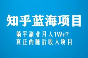 知乎蓝海玩法，躺平副业月入1W+，真正的睡后收入项目（6节视频课）