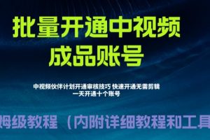 外面收费1980的暴力开通中视频计划教程，内附详细的快速通过中视频伙伴计划的办法