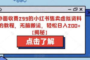 外面收费299的小红书售卖虚拟资料的教程，无脑搬运，轻松日入200+【揭秘】