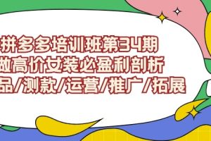 拼多多培训班第34期：做高价女装必盈利剖析选品/测款/运营/推广/拓展