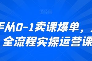 新手从0-1卖课爆单，直播全流程实操运营课